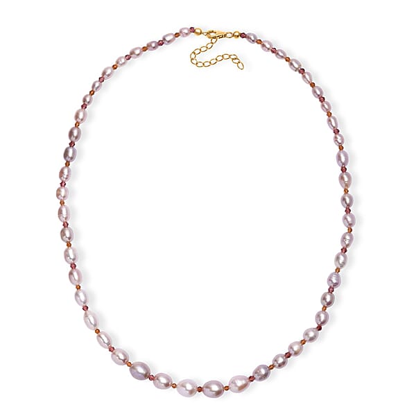 Shop Lc Lavender Pearl Orissa Rhodolite Garnet And Hessonite Garnet 10.00 Ctw Necklace In 18K Vermeil YG Over Sterling Silver 18 Inches