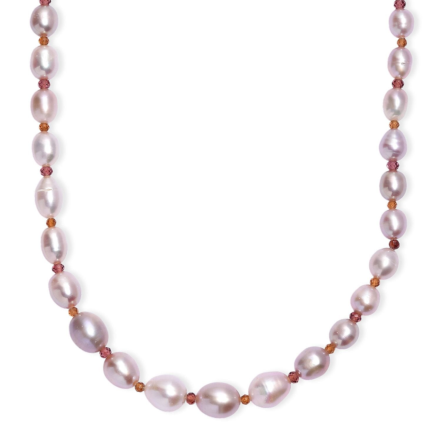 shop lc Lavender Pearl Orissa Rhodolite Garnet and Hessonite Garnet 10.00 ctw Necklace in 18K Vermeil YG Over Sterling Silver 18 Inches