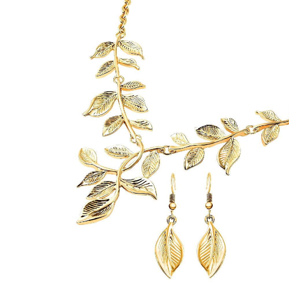 shop lc Leaf Earrings and Necklace in Goldtone 22-25 Inches