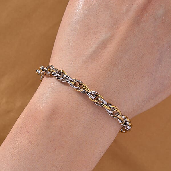 Shop Lc Link Chain Bracelet In ION Plated YG And Stainless Steel (8.00 In)
