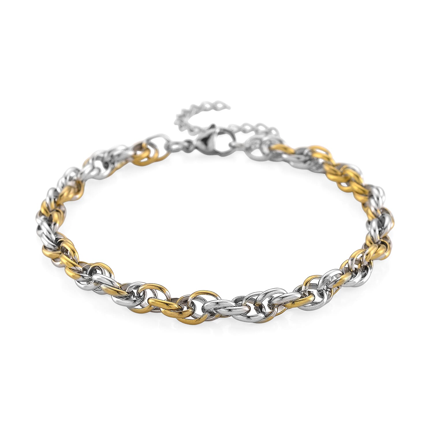 shop lc Link Chain Bracelet in ION Plated YG and Stainless Steel (8.00 In)