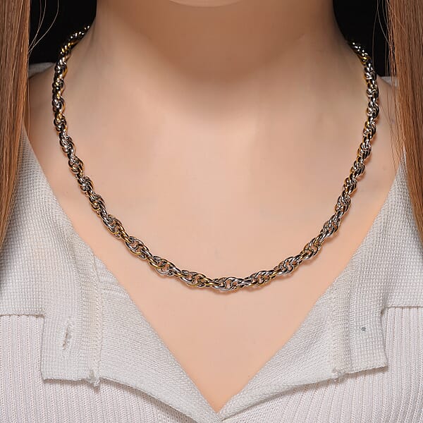 Shop Lc Link Chain Necklace In ION Plated YG And Stainless Steel 20-22 Inches