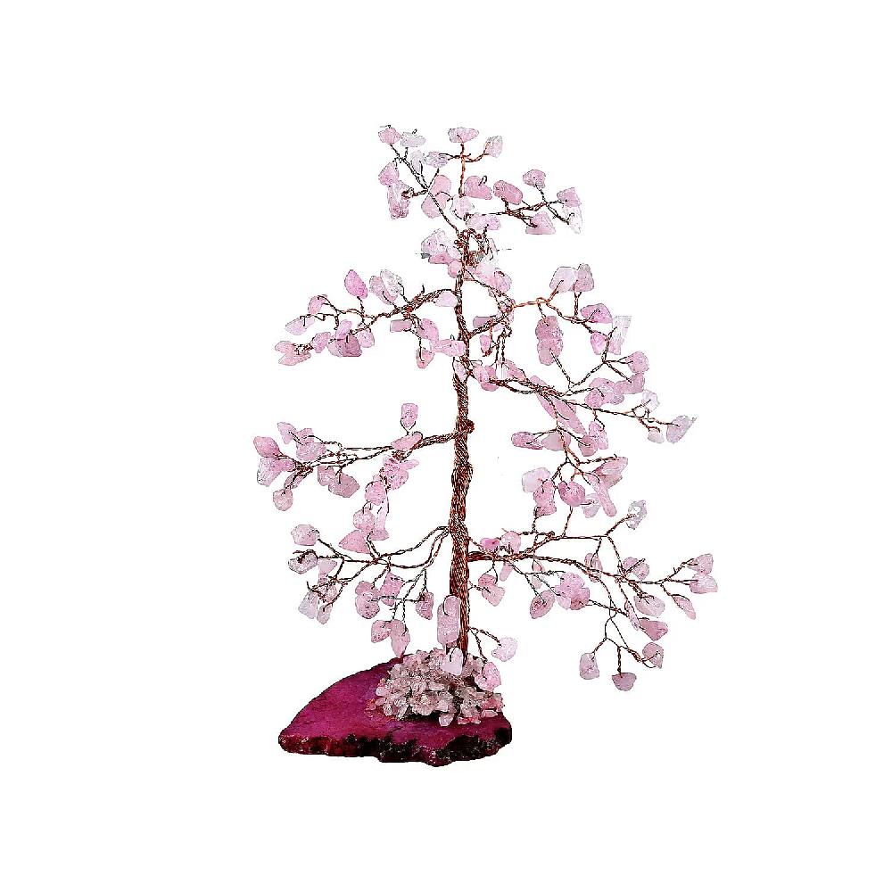 shop lc Livmore 150 Rose Quartz Gemstone Bonsai Tree With Agate Base - Pink