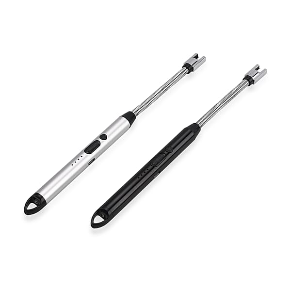 Shop Lc Livmore 2pcs Rechargeable Flameless Stainless Steel Electric Lighter - Black And Silver