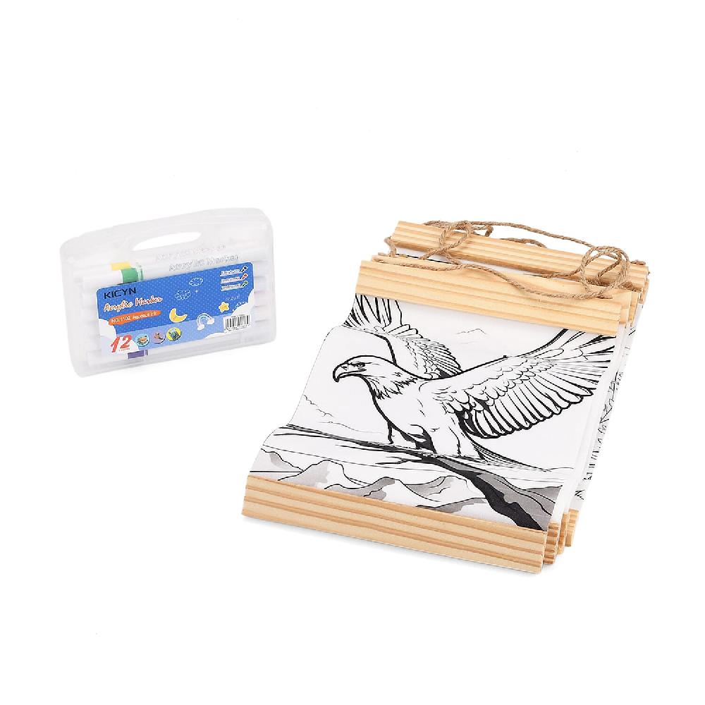 shop lc Livmore 5pcs Set Animal Theme Canvas Board with 12pcs Acrylic Markers