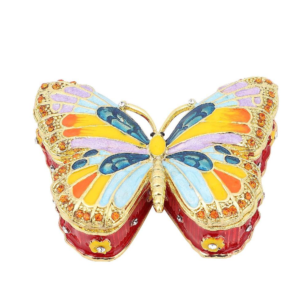 shop lc Livmore Austrian Crystal Enameled Butterfly Trinket Box in Dualtone