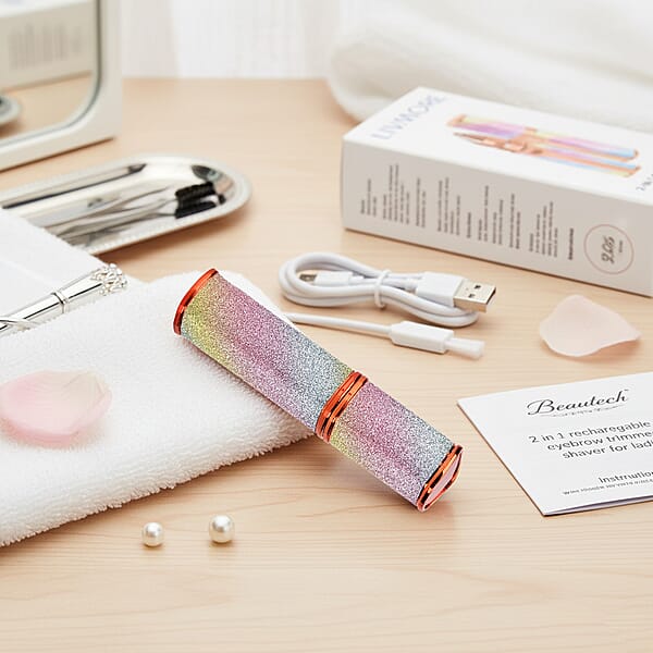 Shop Lc Livmore Beautech 2-in-1 Rechargeable Waterproof Lady Shaver With 2 Replaceable Heads And LED Light - Rainbow Color