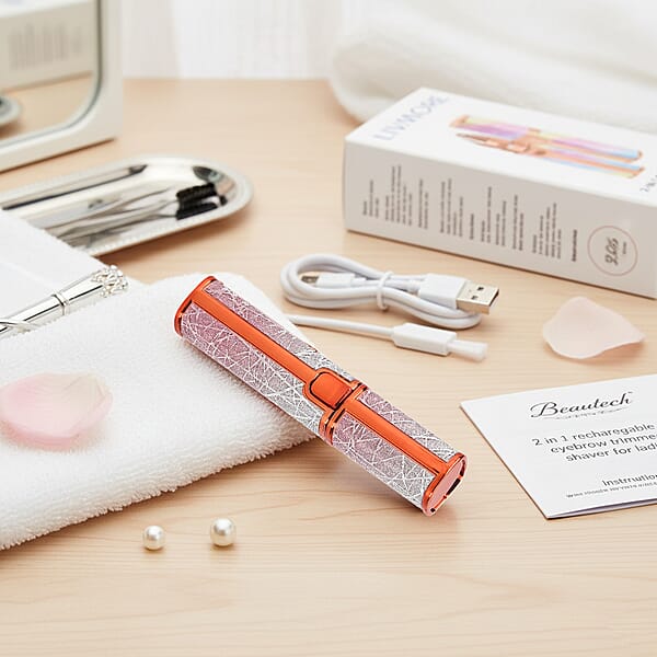 Shop Lc Livmore Beautech 2-in-1 Rechargeable Waterproof Lady Shaver With 2 Replaceable Heads And LED Light - Pink