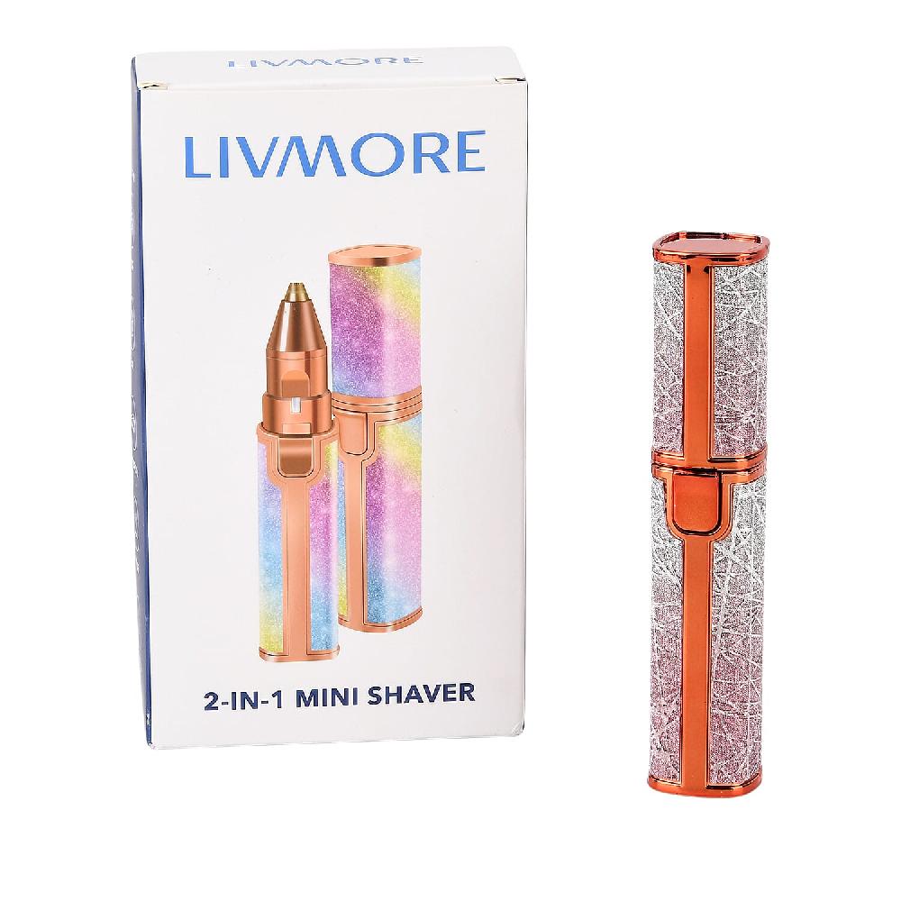 shop lc Livmore Beautech 2-in-1 Rechargeable Waterproof Lady Shaver with 2 Replaceable Heads and LED Light - Pink