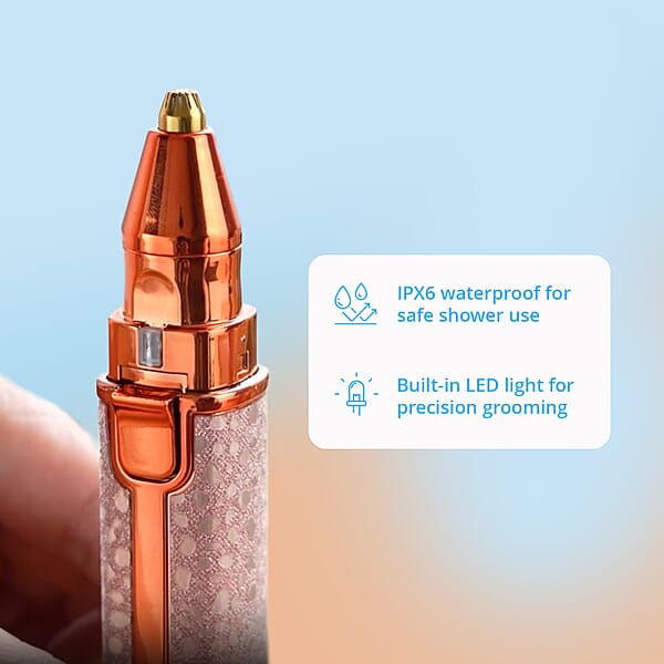 Shop Lc Livmore Beautech 2-in-1 Rechargeable Waterproof Lady Shaver With 2 Replaceable Heads And LED Light -Champange