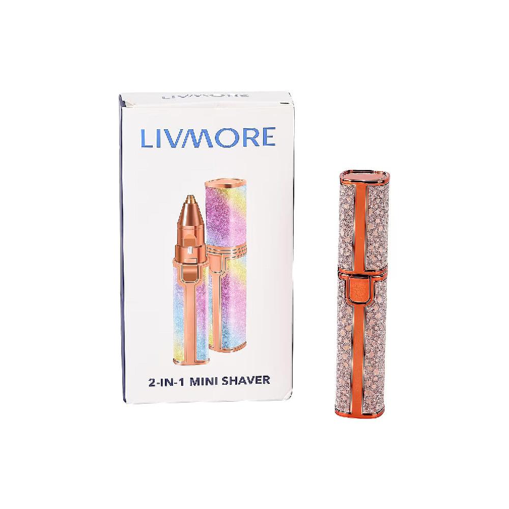 shop lc Livmore Beautech 2-in-1 Rechargeable Waterproof Lady Shaver with 2 Replaceable Heads and LED Light -Champange