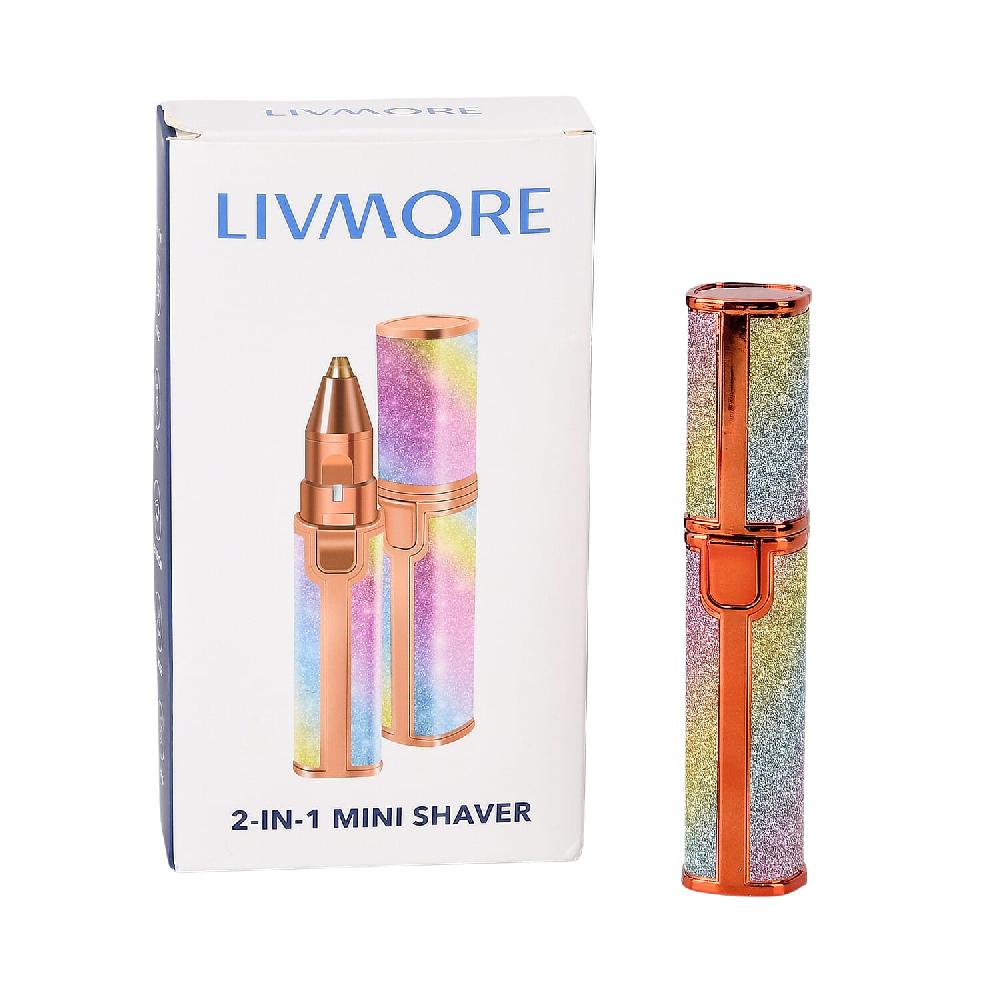 shop lc Livmore Beautech 2-in-1 Rechargeable Waterproof Lady Shaver with 2 Replaceable Heads and LED Light - Rainbow Color