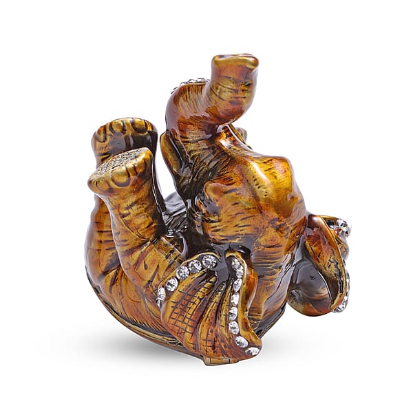 Shop Lc Livmore Black Austrian Crystal Enameled Elephant Trinket Box In Silvertone