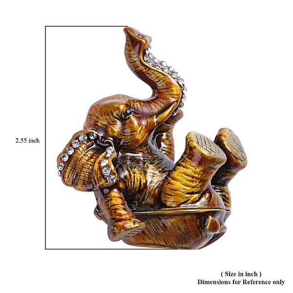 Shop Lc Livmore Black Austrian Crystal Enameled Elephant Trinket Box In Silvertone