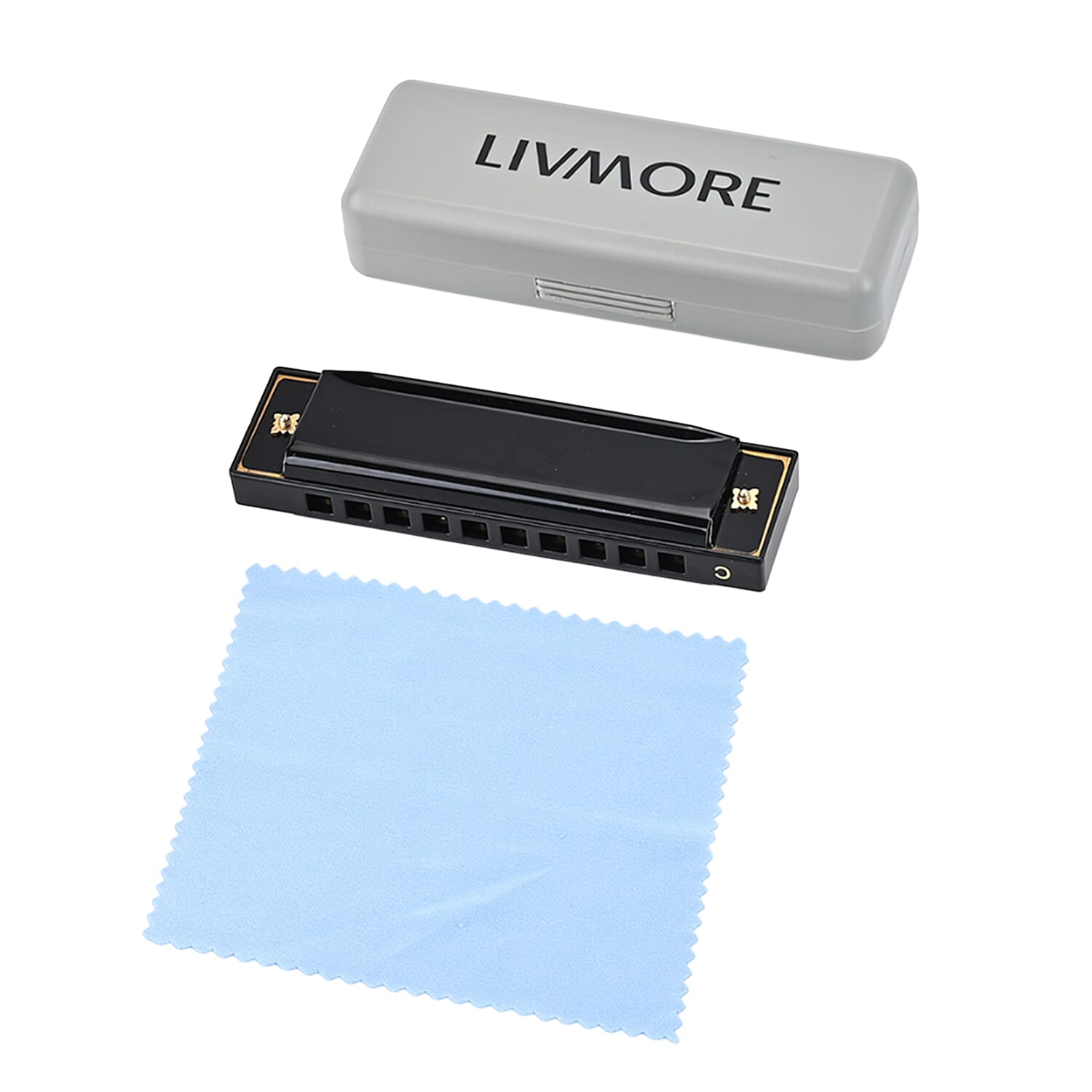 shop lc Livmore Black Harmonica with Aluminum Shell