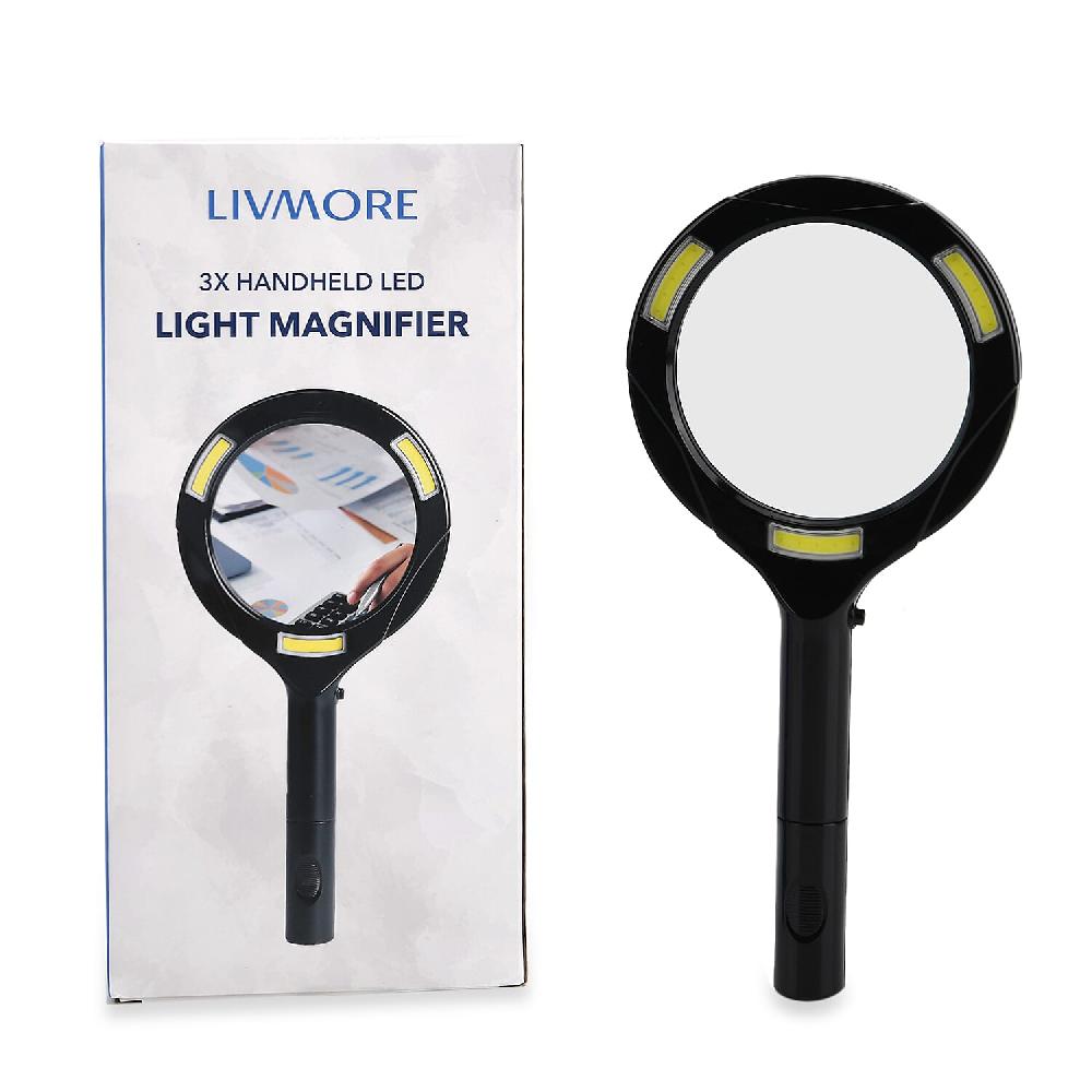 shop lc Livmore Black Single 3X Hand-held LED Light Magnifier (2xAA Battery Not Included)