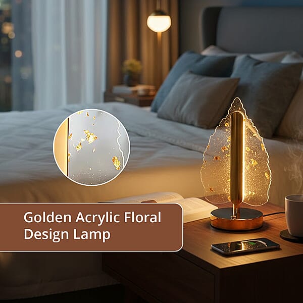 Shop Lc Livmore Golden Acrylic Leaf Design Touch Lamp