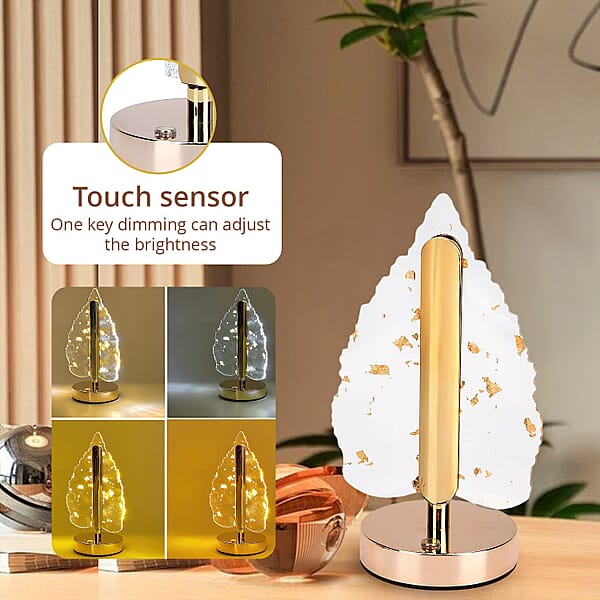 Shop Lc Livmore Golden Acrylic Leaf Design Touch Lamp