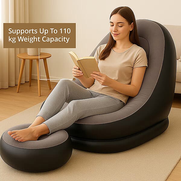 Shop Lc Livmore Inflatable Chair With Ottoman - Black