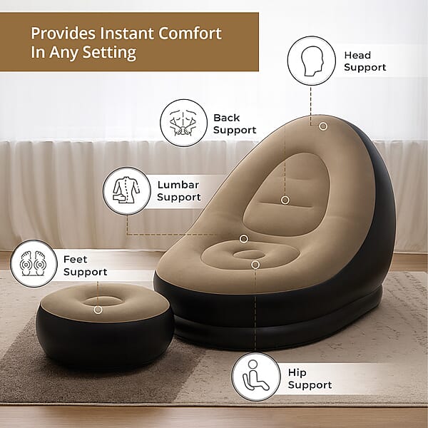 Shop Lc Livmore Inflatable Chair With Ottoman - Black
