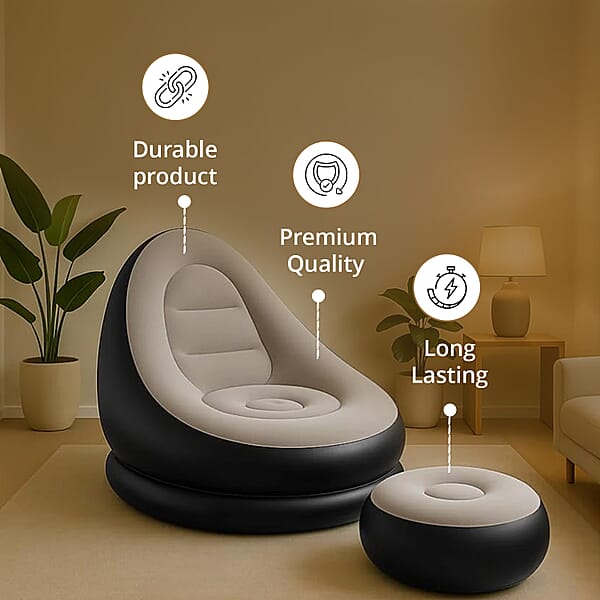 Shop Lc Livmore Inflatable Chair With Ottoman - Black