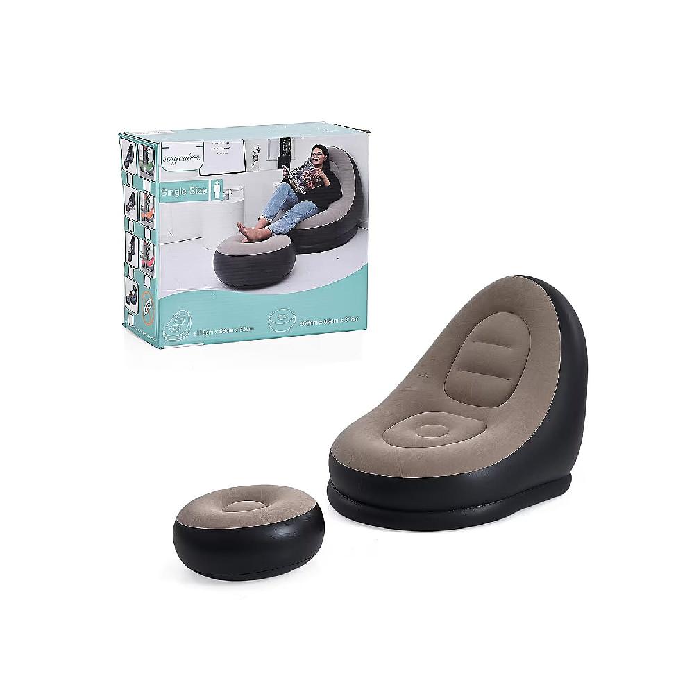 shop lc Livmore Inflatable Chair with Ottoman - Black
