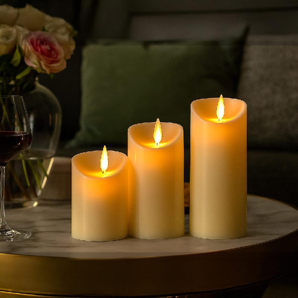 shop lc Livmore Ivory 3pcs Set Candle Light (3xAAA Not Included)