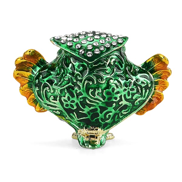 Shop Lc Livmore Multi Color Crystal Enameled Green Owl Trinket Box In Goldtone