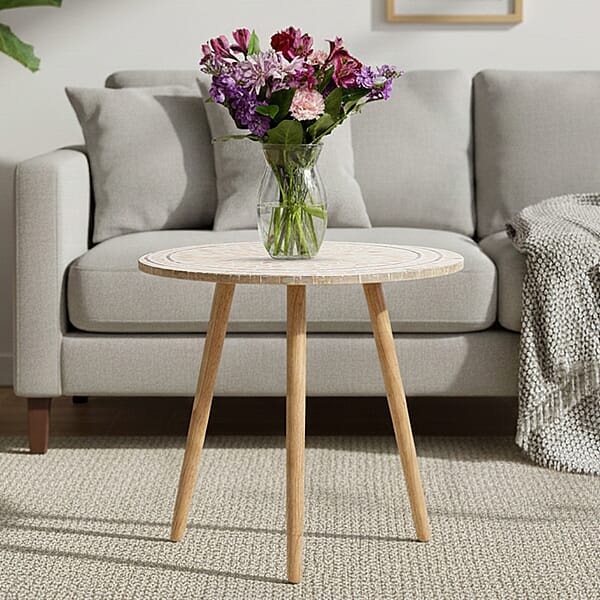 Shop Lc Livmore Multi Color Radiant Petal Shell Pattern Nacre MOP Top Side Table - Large