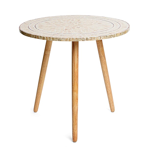 Shop Lc Livmore Multi Color Radiant Petal Shell Pattern Nacre MOP Top Side Table - Large