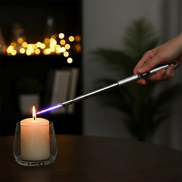 Shop Lc Livmore Rechargeable Flameless Stainless Steel Electric Lighter - Silver