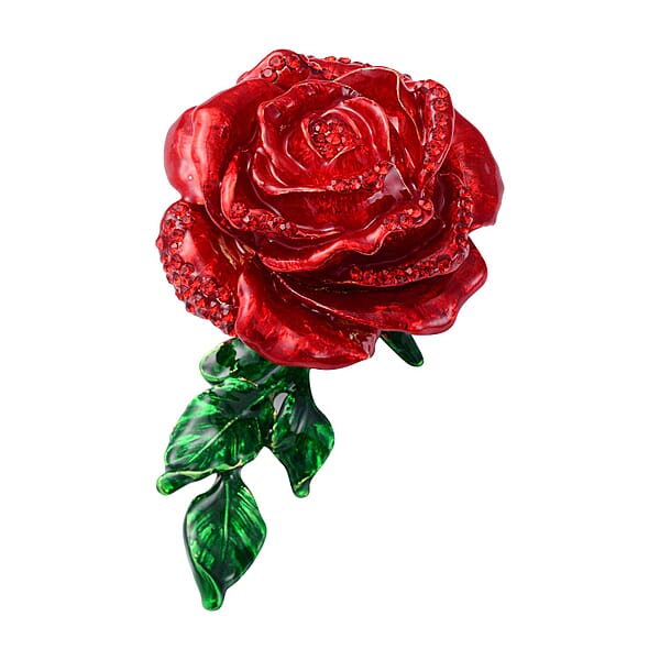 Shop Lc Livmore Red Austrian Crystal Enameled Rose Trinket Box In Goldtone