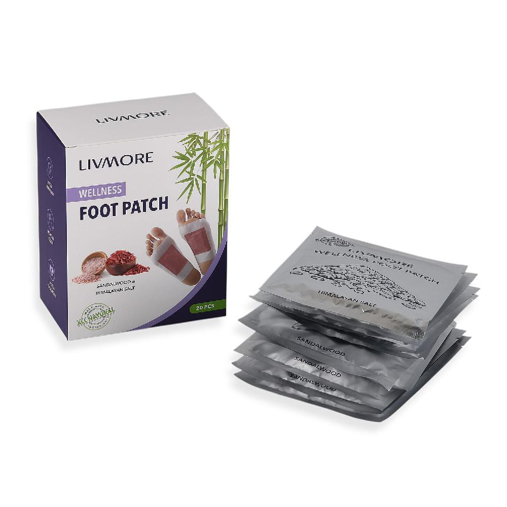 shop lc Livmore Set of 20 Detox Foot Patches - 10 pcs Sandalwood and 10 pcs Himalayan Salt