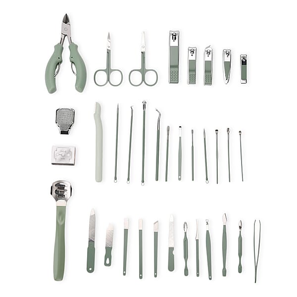Shop Lc Livmore Set Of 35pcs Multi-functional Manicure Set With Storage Bag - Green