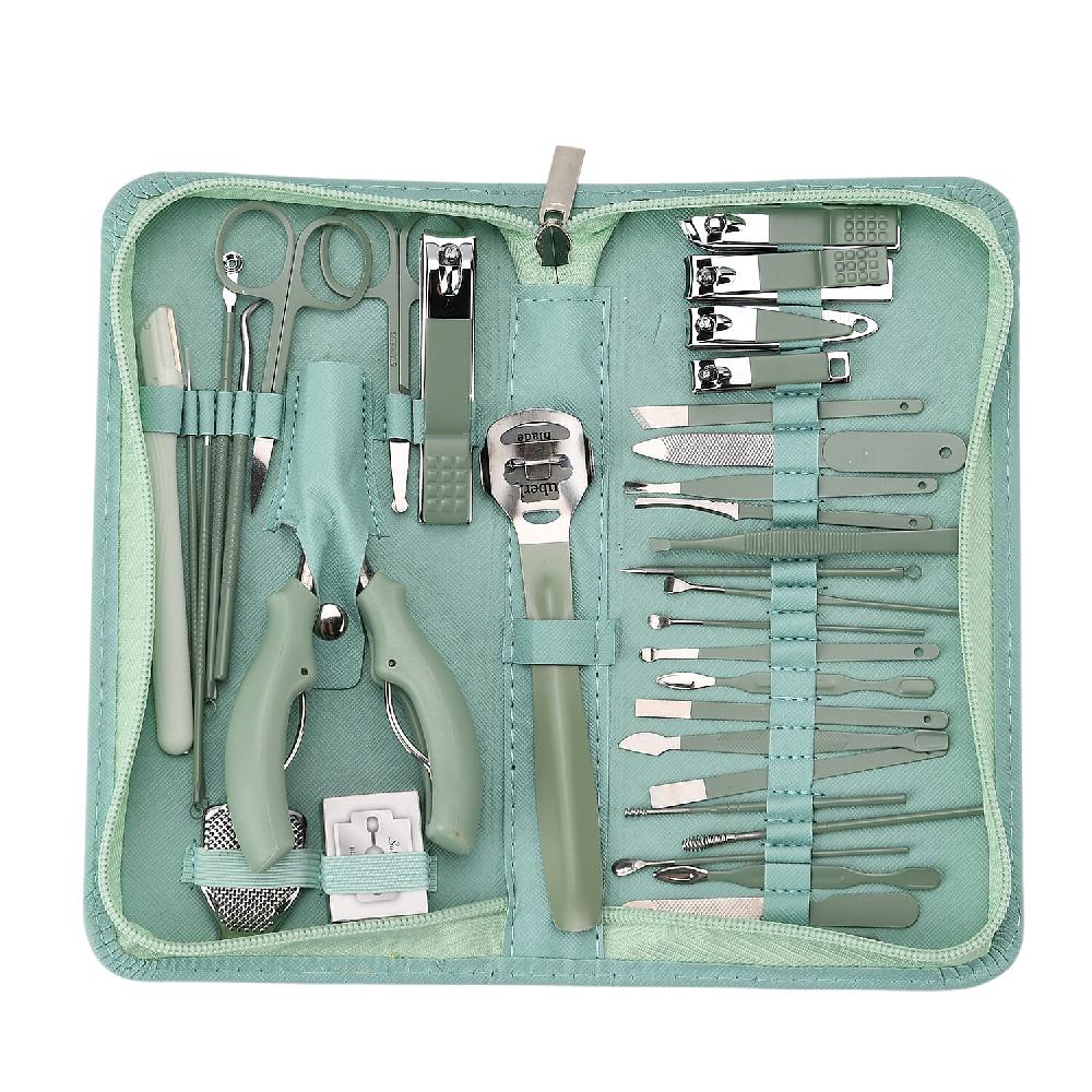 shop lc Livmore Set of 35pcs Multi-functional Manicure Set with Storage Bag - Green