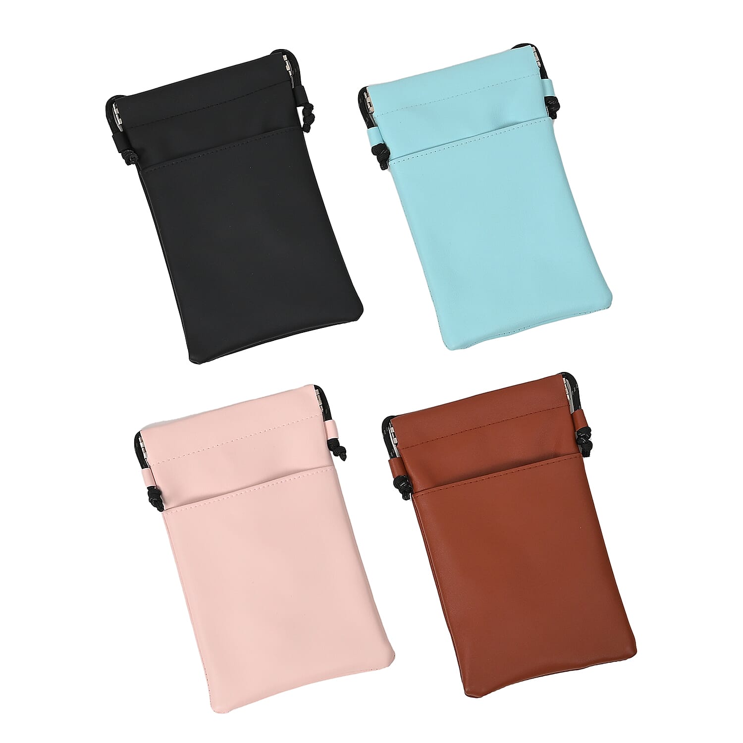 shop lc Livmore Set of 4 Black Pink Blue and Brown Faux Leather Pouch with Cort