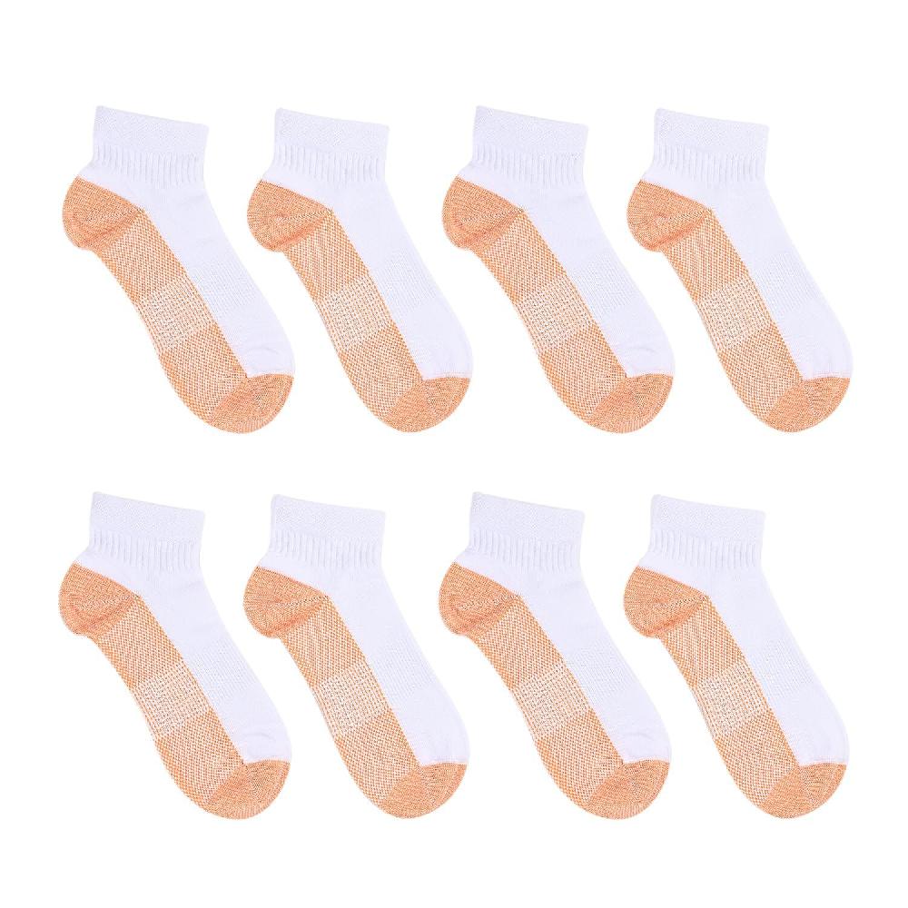 shop lc Livmore Set of 4 Pairs Ankle Length Copper Infused Compression Socks - White (S/M)