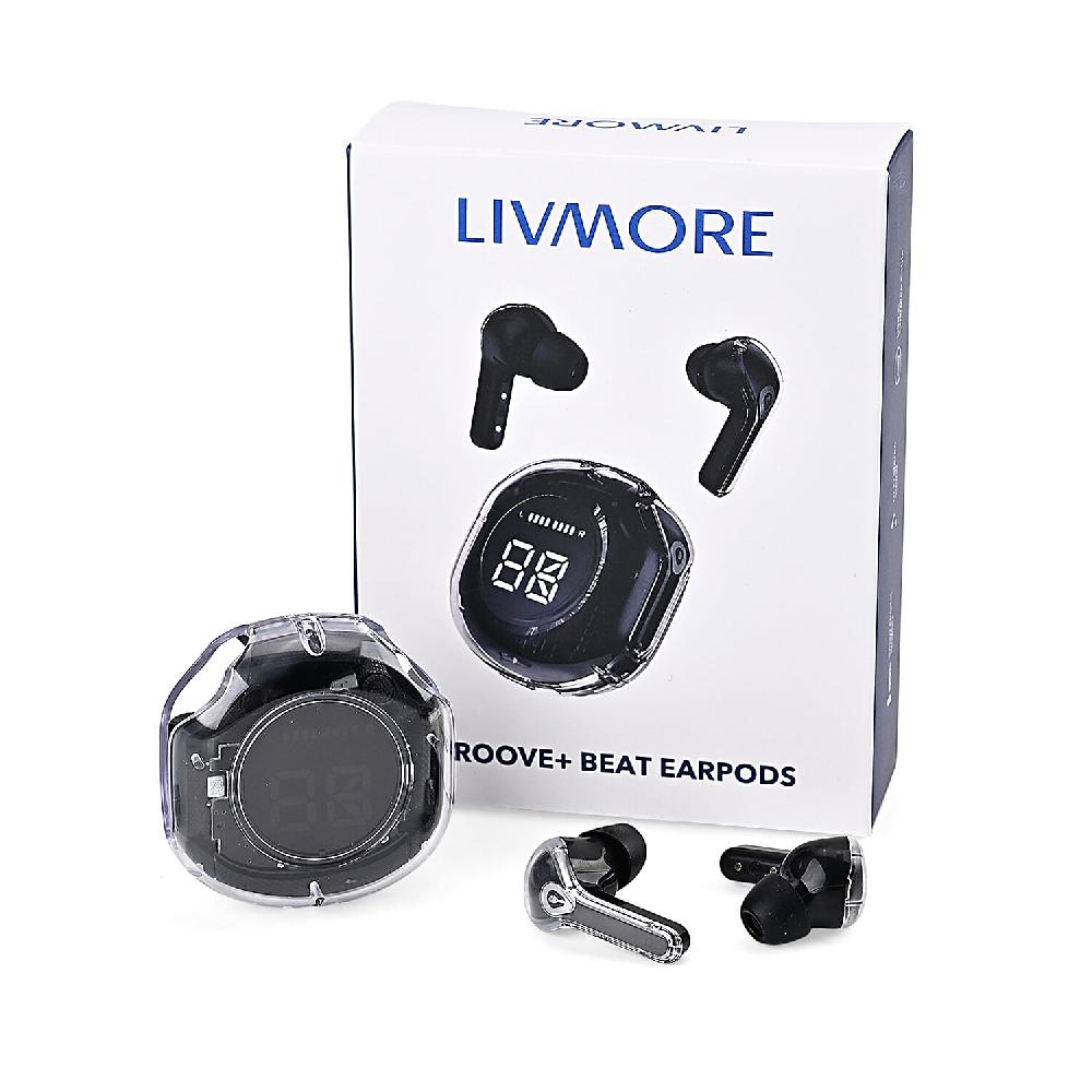 shop lc Livmore TWS Wireless Earbuds with Display - Black