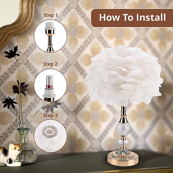 Shop Lc Livmore White 6cm Ball Feather Table Lamp With Plug