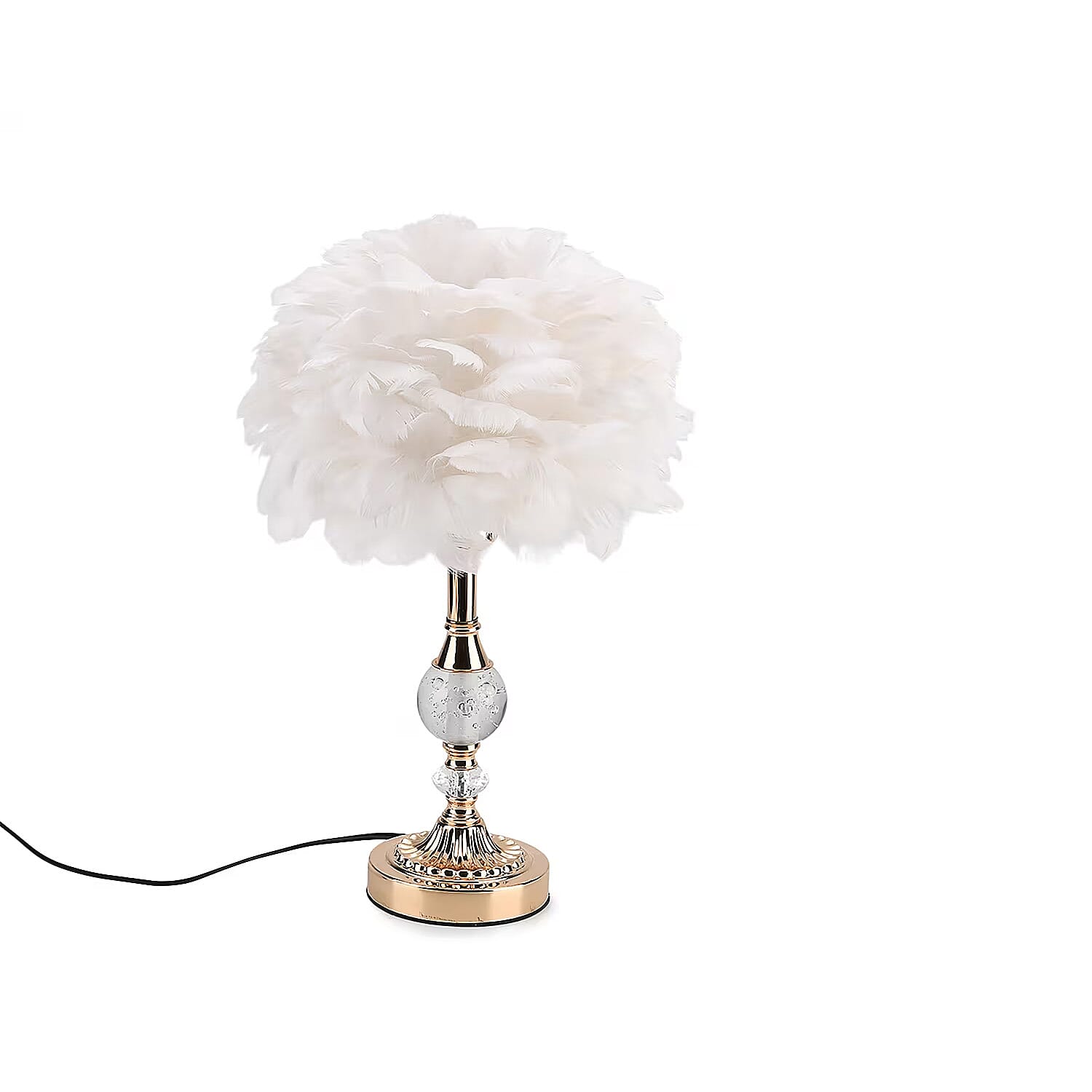 shop lc Livmore White 6cm Ball Feather Table Lamp with Plug