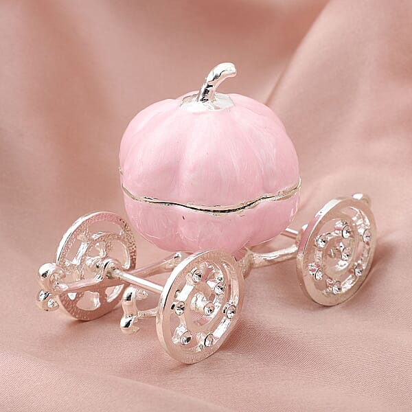 Shop Lc Livmore White Austrian Crystal And Enameled Pumpkin Trinket Box In Silvertone