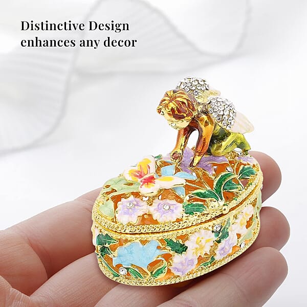 Shop Lc Livmore White Austrian Crystal Enameled Angel Trinket Box In Goldtone