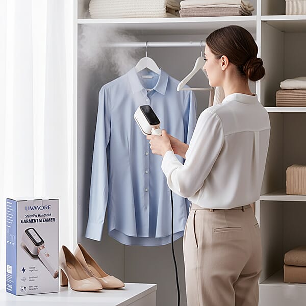Shop Lc Livmore White Compact Handheld Steamer With Dual Adjustable Steam Modes And 60ml Water Tank (1000W 100-120V 220-240V 50/60Hz)