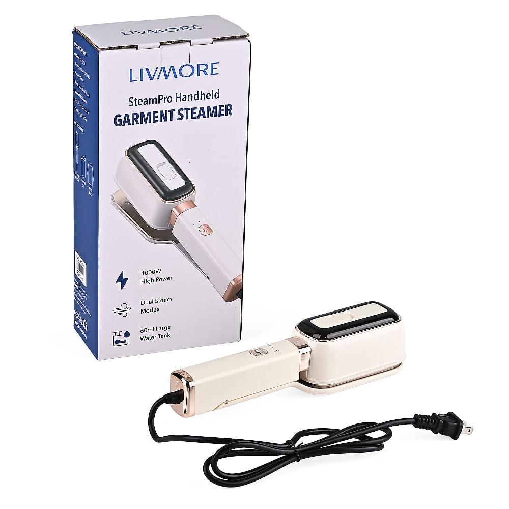 shop lc Livmore White Compact Handheld Steamer with Dual Adjustable Steam Modes and 60ml Water Tank (1000W 100-120V 220-240V 50/60Hz)