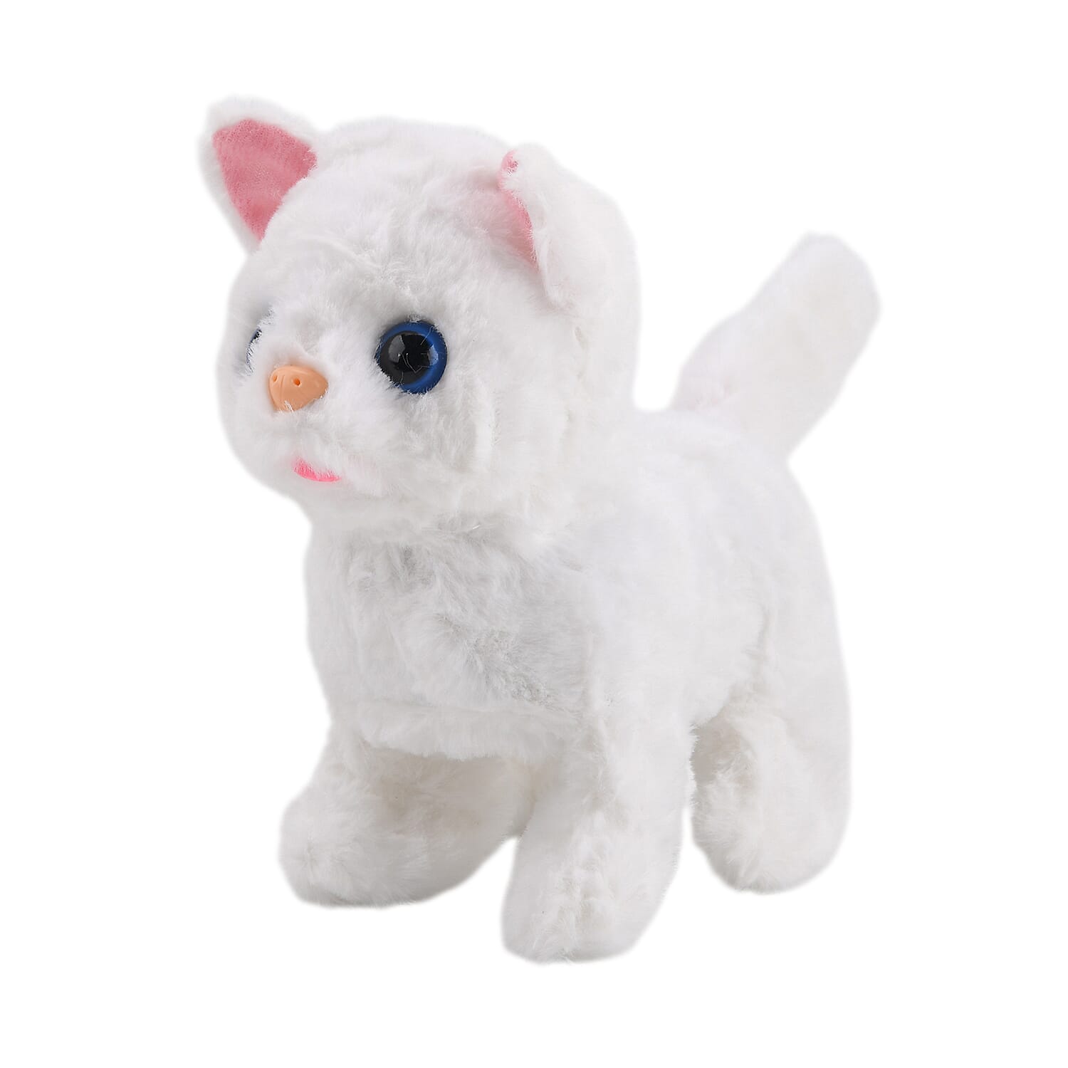 shop lc Livmore White Walking Plush Cat Toy (2xAA Battery Not Included)