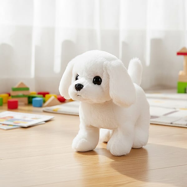 Shop Lc Livmore White Walking Plush Dog Toy (2xAA Battery Not Included)