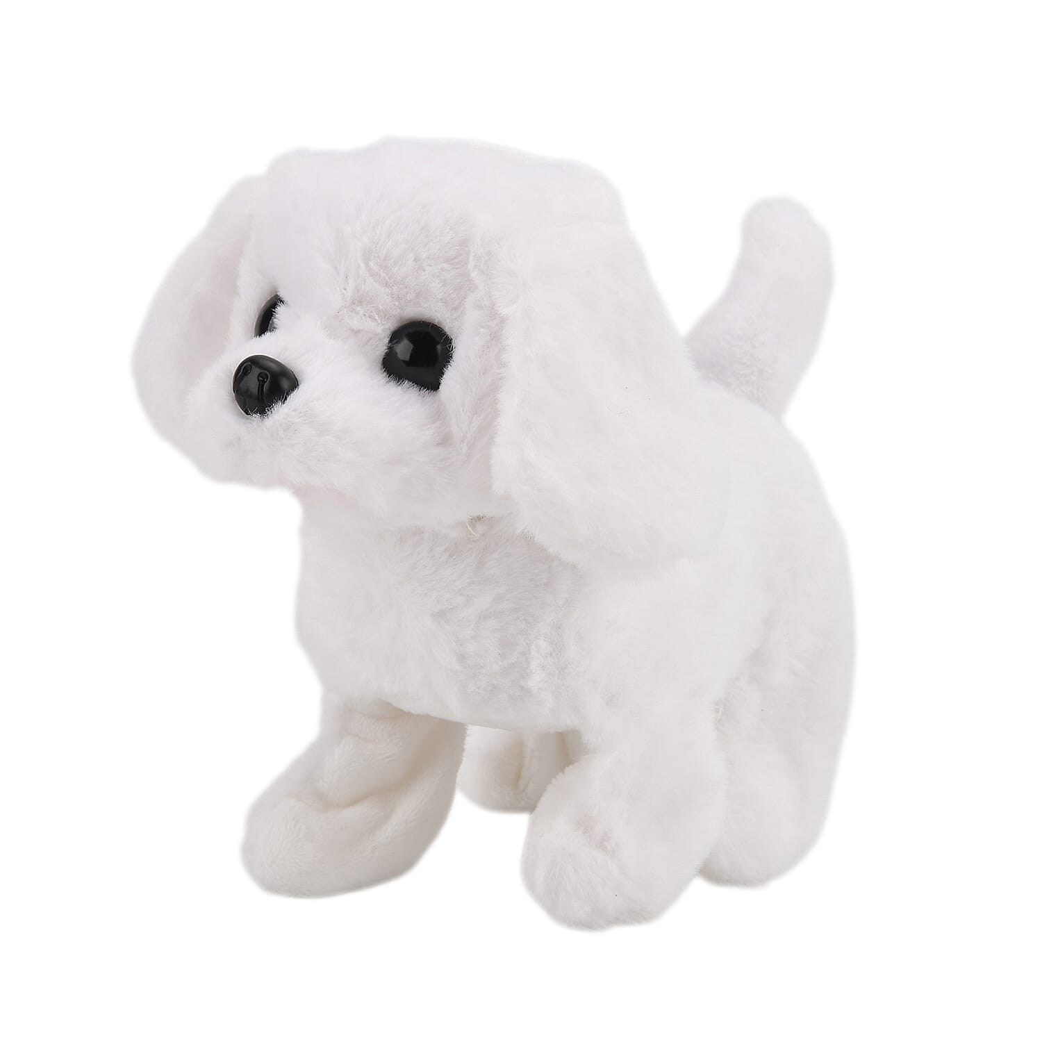 shop lc Livmore White Walking Plush Dog Toy (2xAA Battery Not Included)