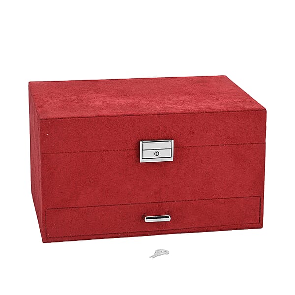 Shop Lc Livmore Wine Red Anti Tarnish 4 Layer Velvet And MDF Jewelry Box