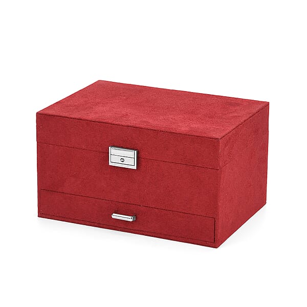 Shop Lc Livmore Wine Red Anti Tarnish 4 Layer Velvet And MDF Jewelry Box