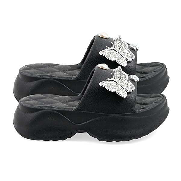 Shop Lc LOVE 83 Black EVA Butterfly Rhinestone Sandals - S